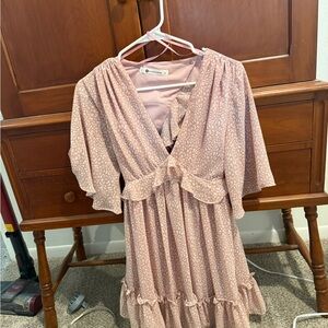 The Impeccable Pig Blush and White Patterned Dress